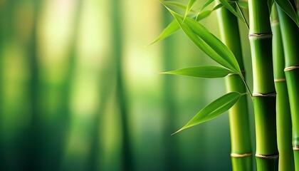 Green bamboo stalks & leaves