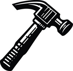 Hammer icon. Black, minimalist icon isolated on white background. Hammer simple silhouette. Web site page and mobile app design vector element