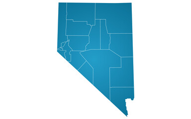Nevada administrative map. counties map of Nevada, blank Map, empty map of Nevada