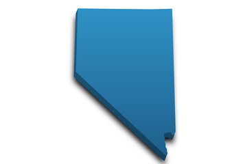 3d Map of Nevada state with color. United State of America, US, United State