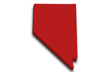 3d Map of Nevada state with color. United State of America, US, United State