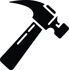 Hammer icon. Black, minimalist icon isolated on white background. Hammer simple silhouette. Web site page and mobile app design vector element
