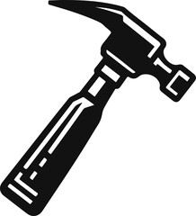 Hammer icon. Black, minimalist icon isolated on white background. Hammer simple silhouette. Web site page and mobile app design vector element