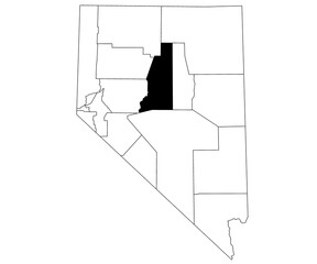 Map of lander County in Nevada state on white background. single County map highlighted by black colour on Nevada map. UNITED STATES, US © Akhtar Ansari 