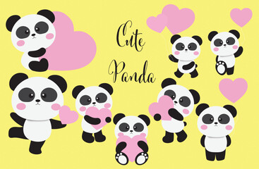Obraz premium cute panda clipart