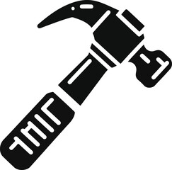 Hammer icon. Black, minimalist icon isolated on white background. Hammer simple silhouette. Web site page and mobile app design vector element