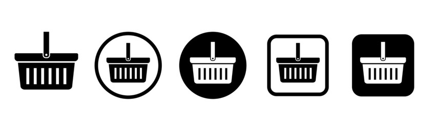 Shopping basket icon set. Buy on market or supermarket. Shopping basket. Vector illustration