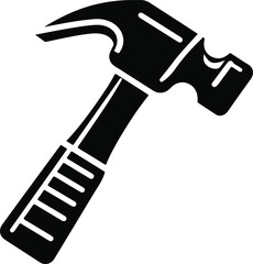 Hammer icon. Black, minimalist icon isolated on white background. Hammer simple silhouette. Web site page and mobile app design vector element