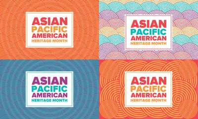 Asian Pacific American Heritage Month. Celebrated in May. It celebrates the culture, traditions and history of Asian Americans and Pacific Islanders in the United States. Poster, card, banner. Vector