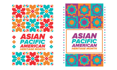 Asian Pacific American Heritage Month. Celebrated in May. It celebrates the culture, traditions and history of Asian Americans and Pacific Islanders in the United States. Poster, card, banner. Vector © scoutori