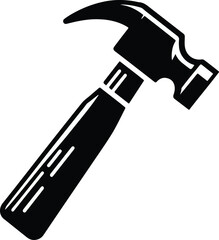 Hammer icon. Black, minimalist icon isolated on white background. Hammer simple silhouette. Web site page and mobile app design vector element