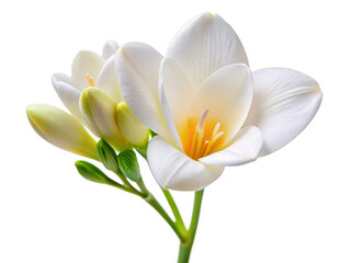 Elegant White Freesia Flower Isolated on Transparent Background