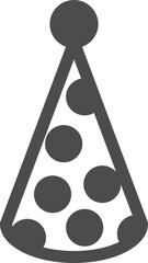 Party cone hat black icon. Holiday cap