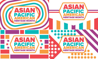 Asian Pacific American Heritage Month. Celebrated in May. It celebrates the culture, traditions and history of Asian Americans and Pacific Islanders in the United States. Poster, card, banner. Vector