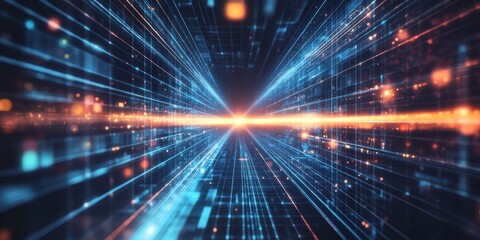 abstract technology background with glowing lines and lights