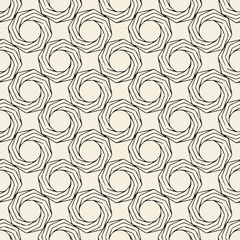 Vector linear seamless pattern. Stylish graphic texture. Endless monochrome background with geometric scrolls.