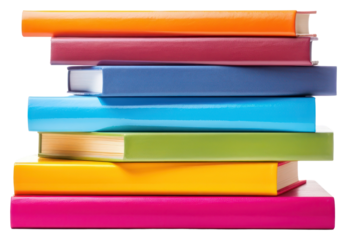 PNG Stack of colorful books publication white background intelligence.