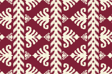 Ikat geometric folklore ornament with diamonds. Tribal ethnic vector texture. Seamless striped pattern in Aztec style. Folk embroidery. Indian, Scandinavian, Gypsy, Mexican, African rug. © supachai