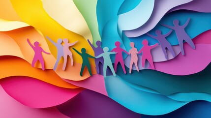 Diversity workplace inclusivity world day cultural multicultural multiracial inclusive friendly cohesive teamwork paper cut out colourful
