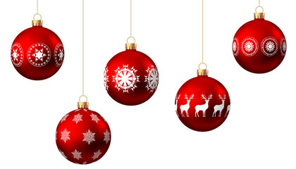 Red   Christmas  ball  with pattern  isolated on white background.