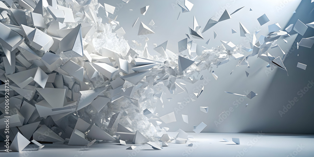 Poster abstract explosion of geometric shapes: a mesmerizing abstract background image of a burst of geomet