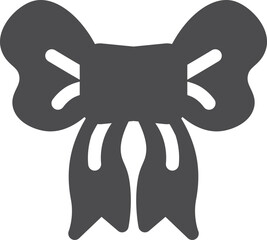 Gift bow black icon. Decorative ribbon symbol