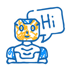 assistant chat bot doodle icon sketch vector. assistant chat bot sign. isolated symbol illustration