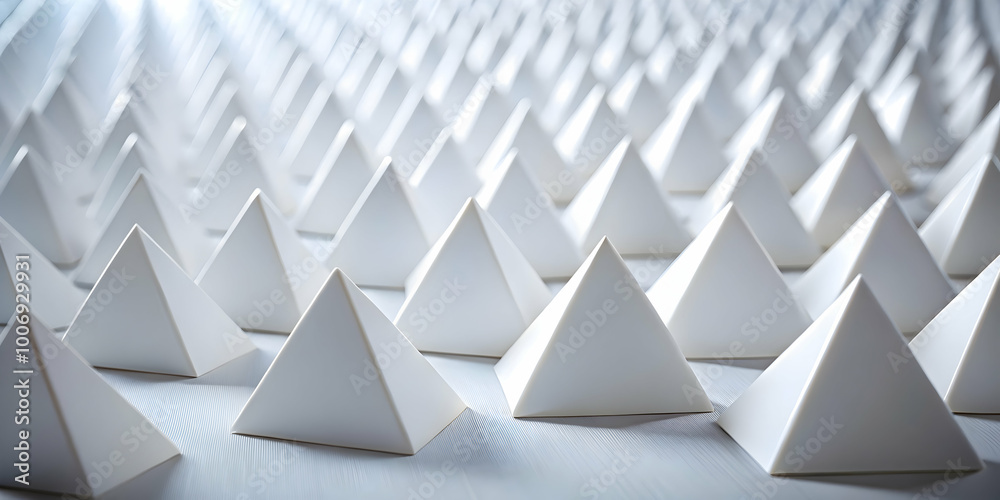 Poster abstract pyramid pattern: a mesmerizing, minimalistic composition of numerous white pyramids arrange