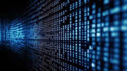 Naklejka premium Blue tone digital binary code matrix background - 3D rendering