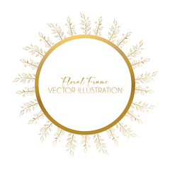 Elegant golden circular floral ring wreath