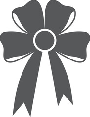 Present ribbon bow black icon. Gift knot