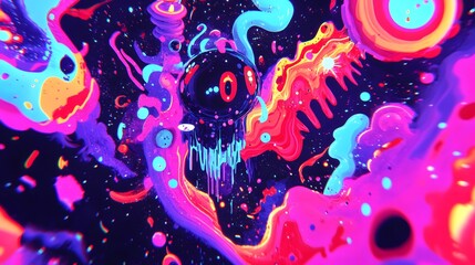 Abstract Neon Paint Swirls: A Vibrant Visual Feast