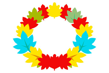 A Circular Wreath Made Entirely of Autumn Leaves in Vibrant Vector Illustration
