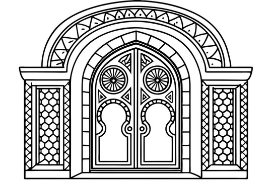 recommend clip art: Door vector image black paint in the white background