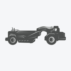 Heavy Scraper Truck for Construction Project Icon Illustration Design