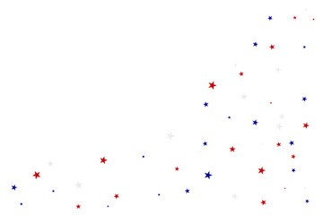 Red And Blue Confetti Star Background. Celebration Event And Happy Birthday. American Flags Color Concept. Vector Illustration. Copy Space