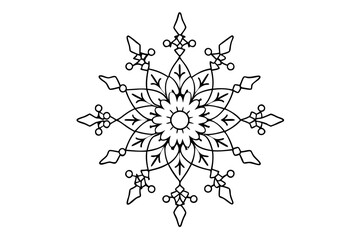 Cute mandala flower snowflake hand drawn for adult coloring book