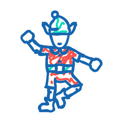 elf christmas cute doodle icon sketch vector. elf christmas cute sign. isolated symbol illustration