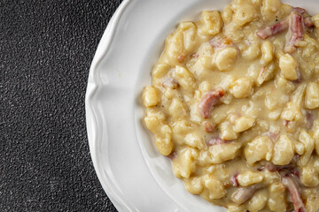 spaetzle egg pasta shape fresh meal food snack on the table copy space food background rustic top view