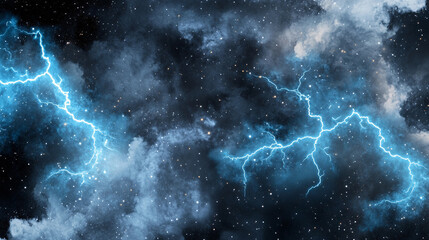 Obraz premium Dramatic Lightning Strikes Illuminating the Dark Cloudy Sky