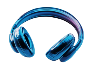 a blue headphones on a white background