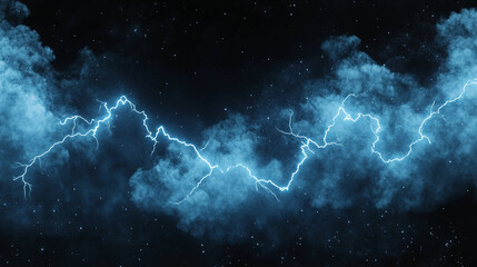 Dramatic Lightning Strikes Illuminating the Dark Cloudy Sky