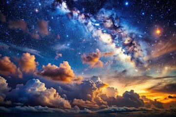 Fototapeta premium Night sky with stars and clouds