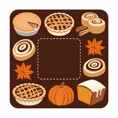 christmas decoration with cookies and spices, autumn label , fall theme isolated on white background 