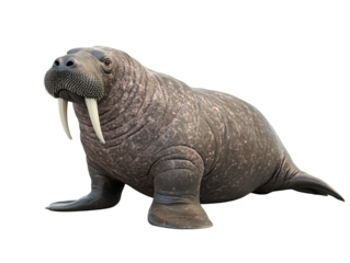 a walrus with white tusks