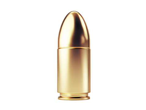 a gold bullet with a white background