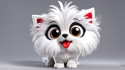 Obraz premium A cute, cartoonish white puppy with big eyes and a playful expression.