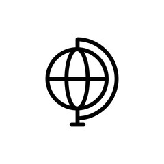 Earth Globe Lined Icon – Simple Outline of the Globe Symbol
