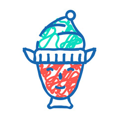 head elf christmas xmas doodle icon sketch vector. head elf christmas xmas sign. isolated symbol illustration