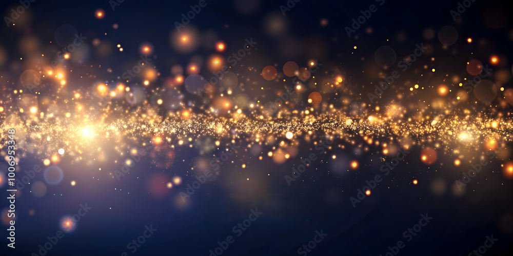 Wall mural Golden Stardust: A captivating abstract background with a mesmerizing display of golden stardust shimmering against a deep blue backdrop.